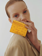 Ostrich Leather Cardholder | Yellow