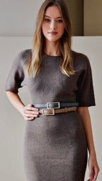 Gray Floater Leather Belt