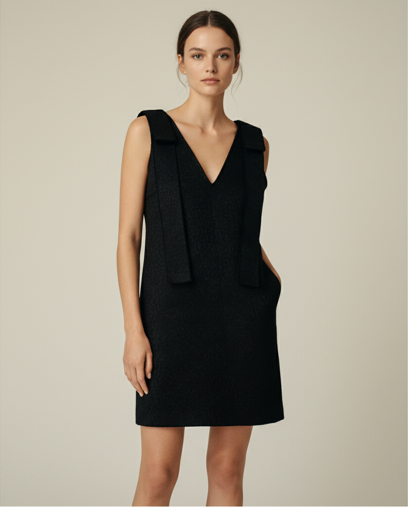 Shoulder Bow Mini Dress