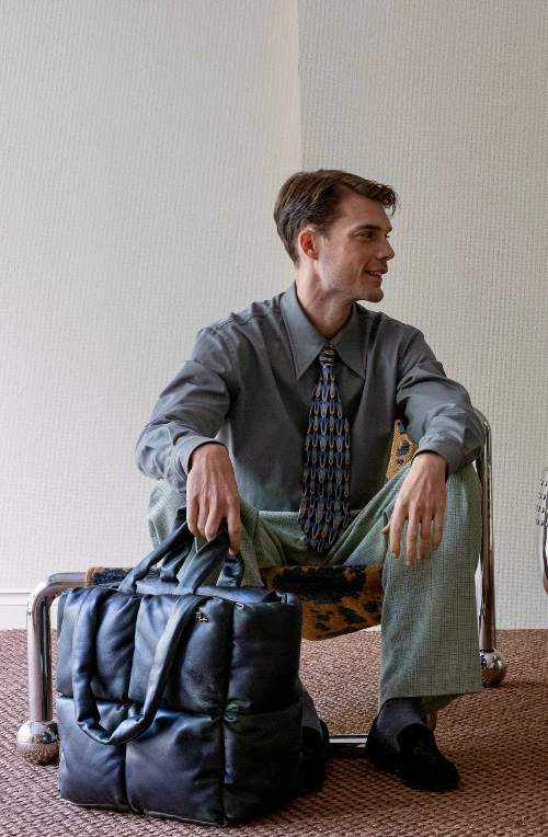 Chess Leather Shoulder Bag - Black