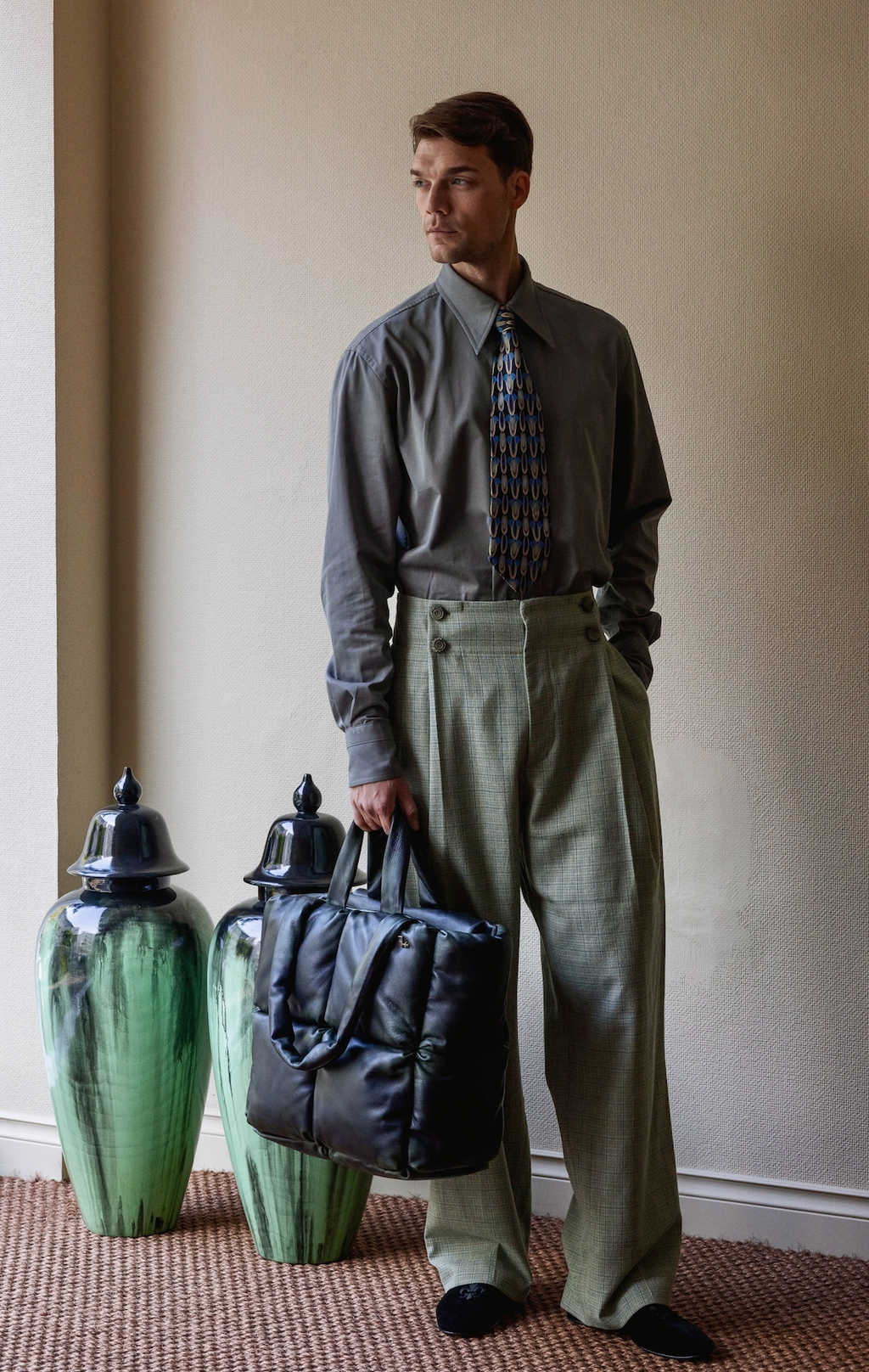 Chess Leather Shoulder Bag - Black