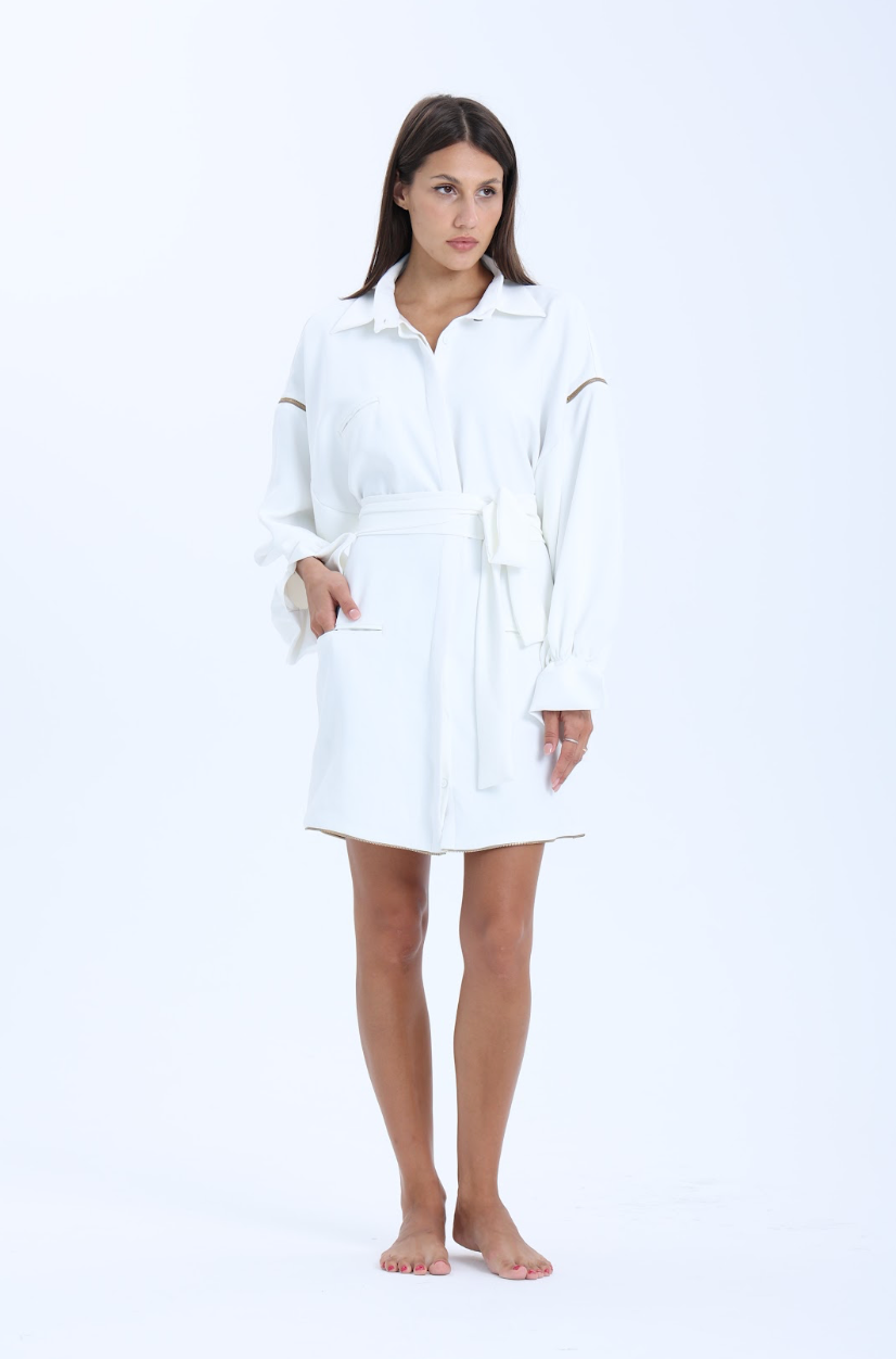 Deconstructed Zipper Shirt Dress