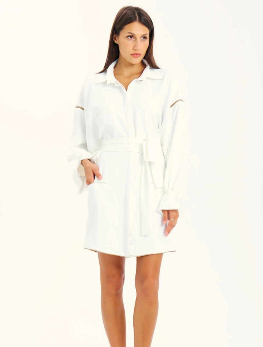 Deconstructed Zipper Shirt Dress