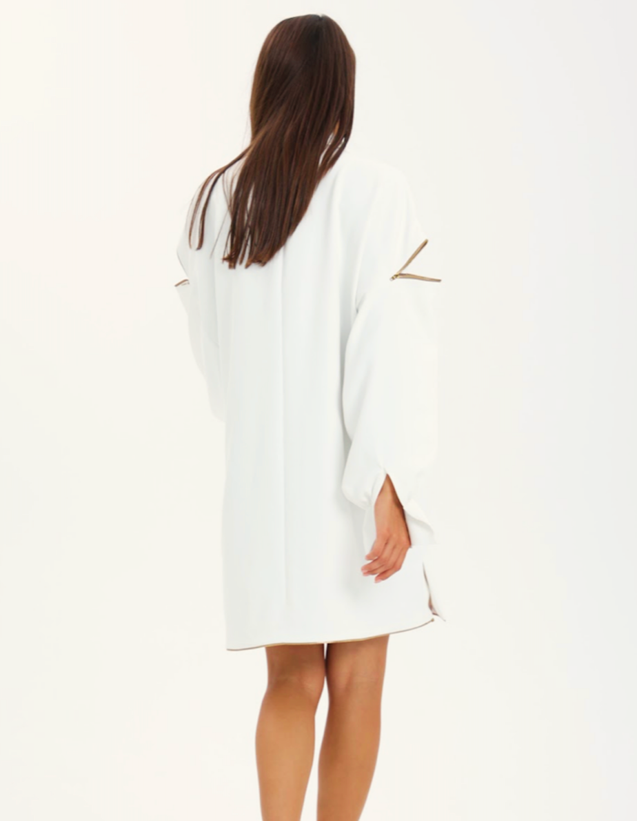 Deconstructed Zipper Shirt Dress