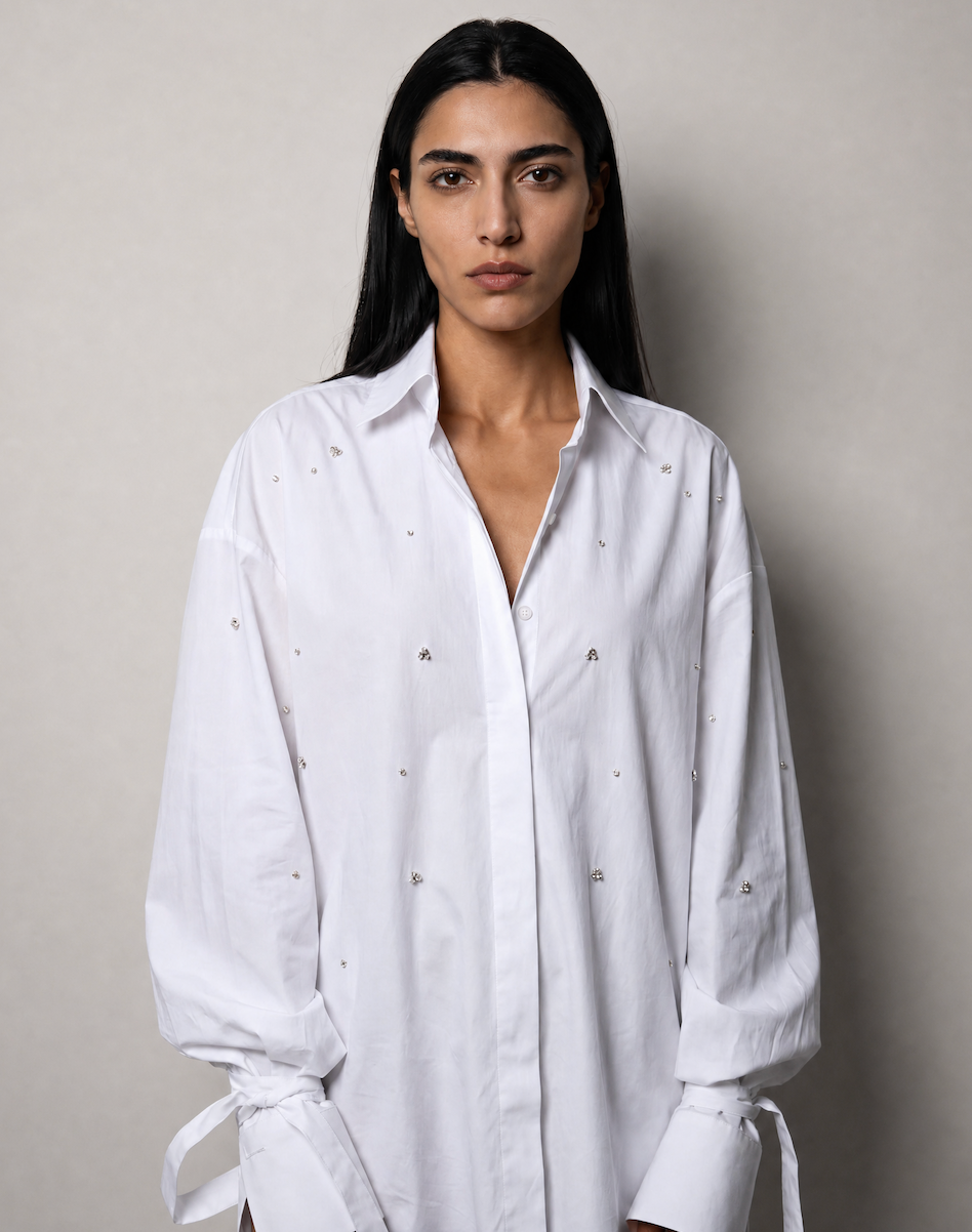 RDS Classic Oversized Crystal Shirt - White
