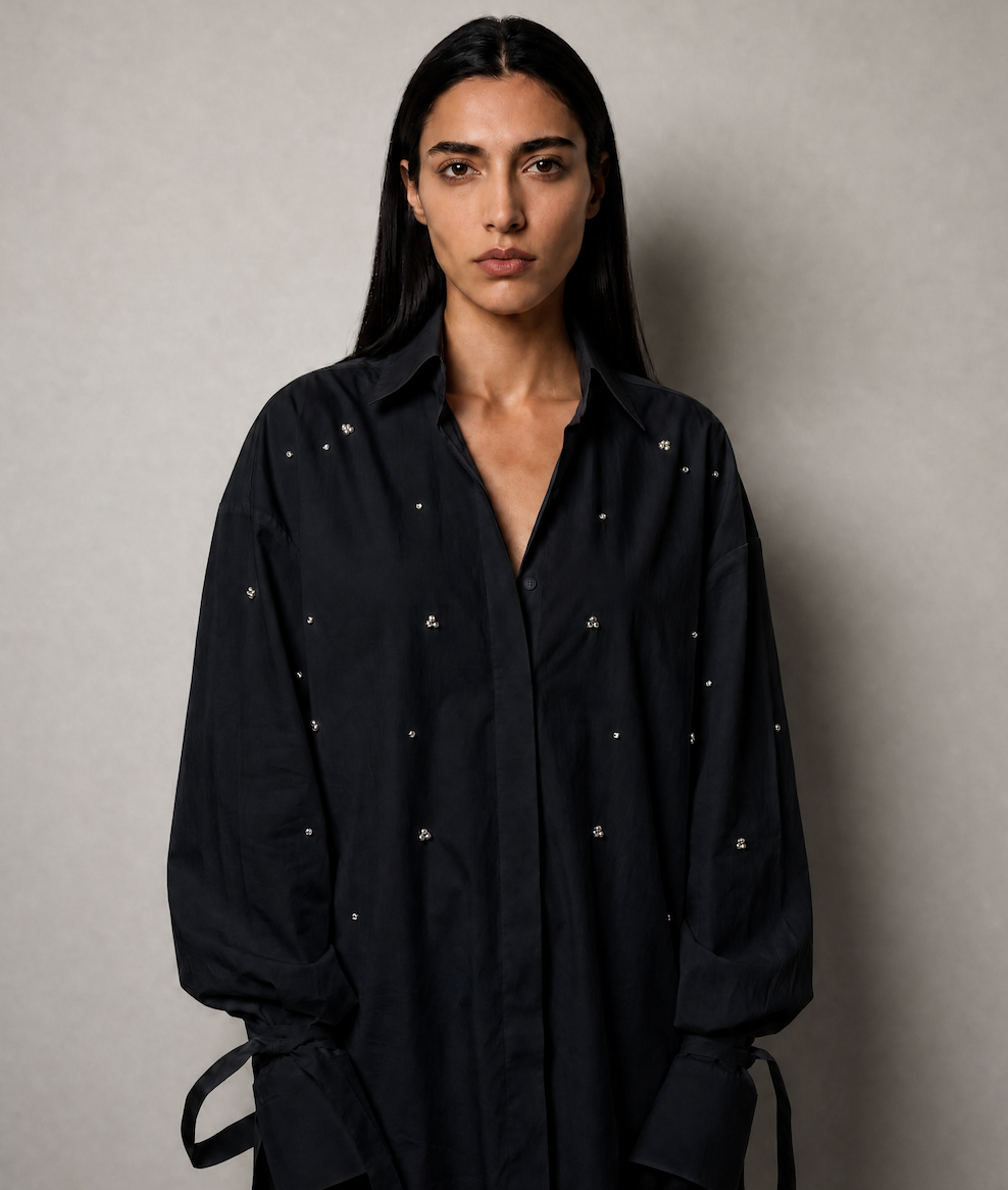 RDS Classic Oversized Crystal Shirt - Black