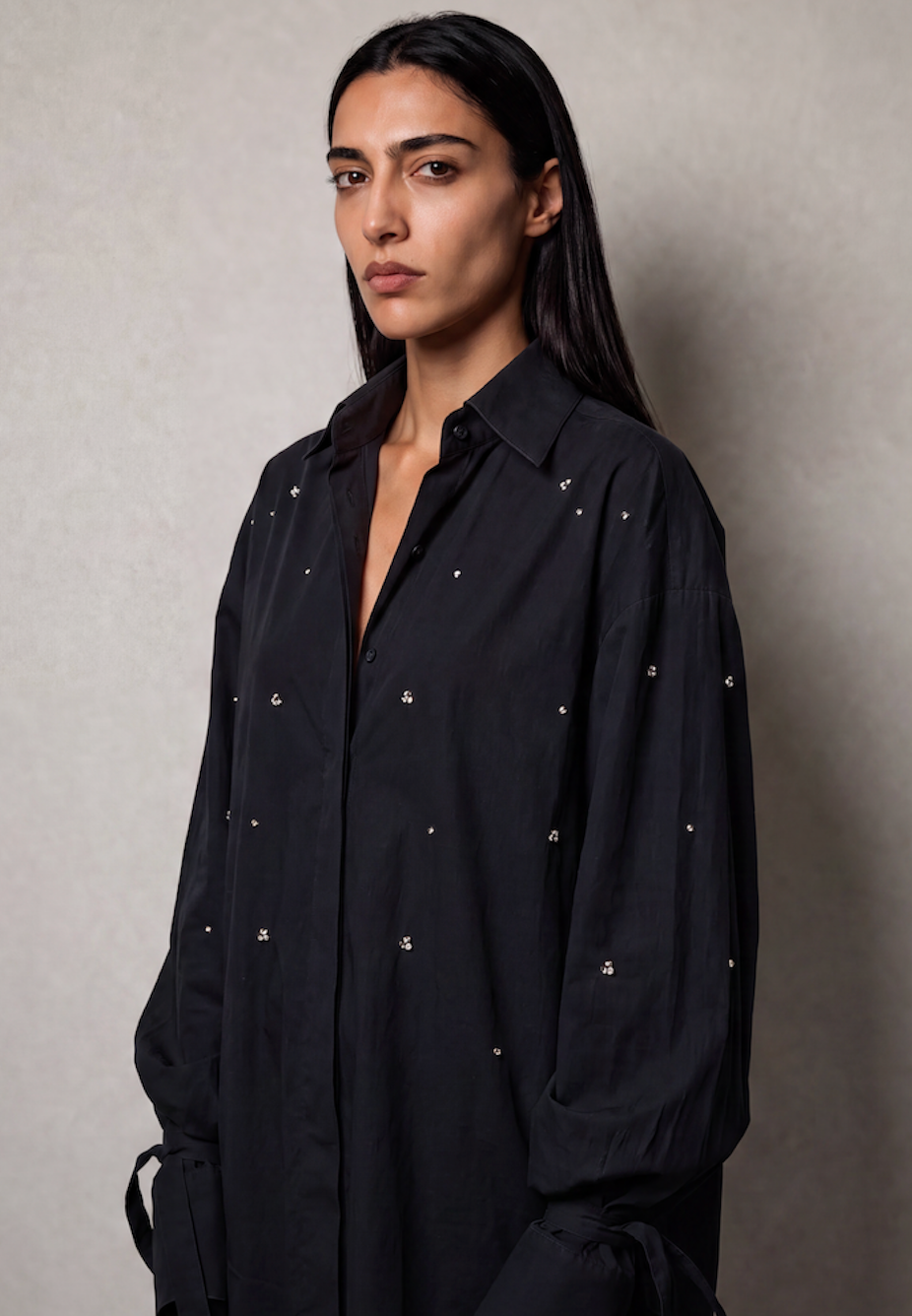 RDS Classic Oversized Crystal Shirt - Black