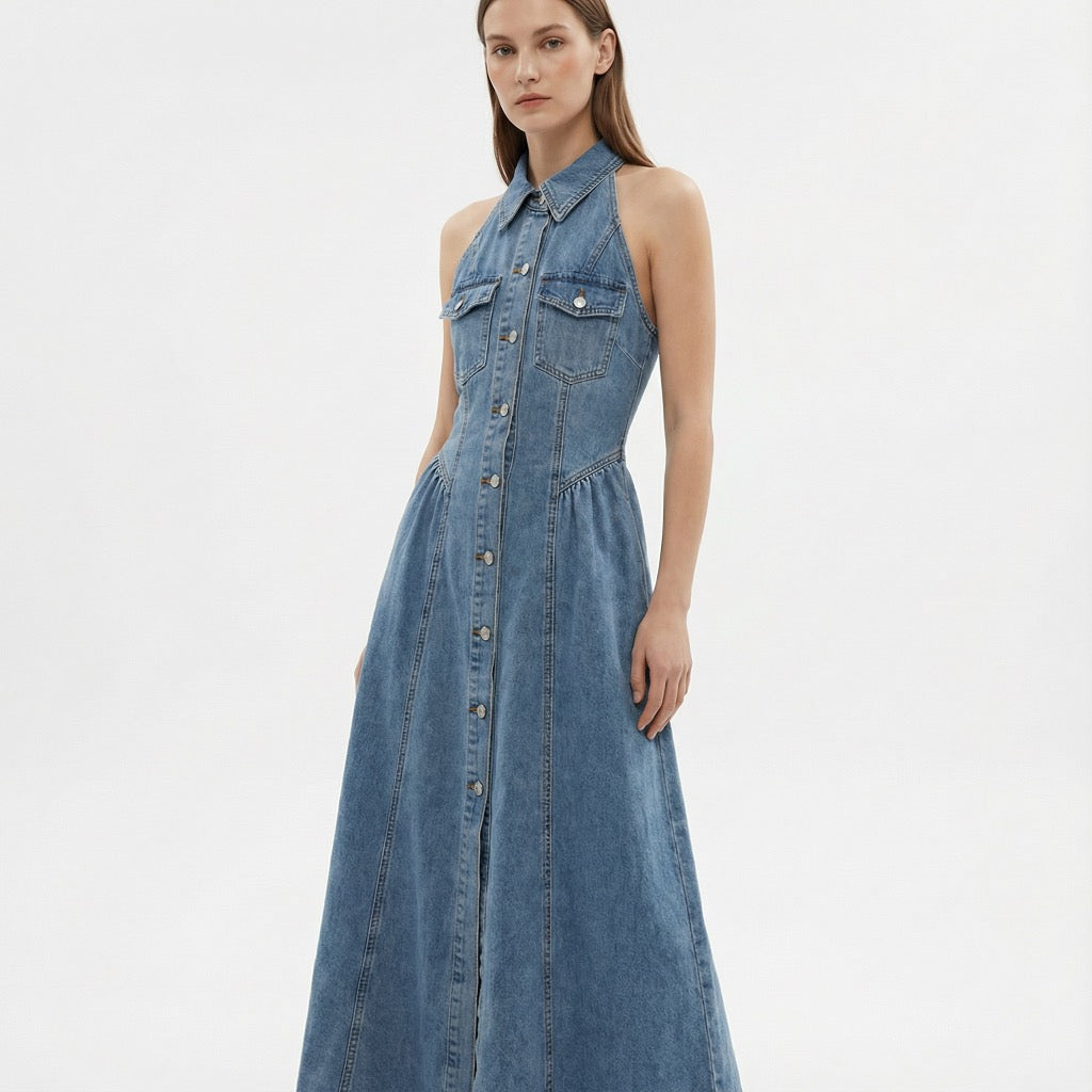 lisa denim dress Lisa Embroidered Denim Dress