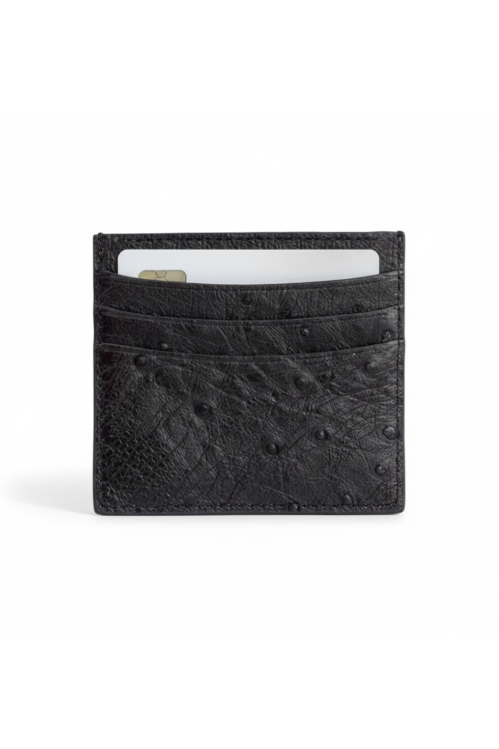 Ostrich Leather Cardholder | Black No1