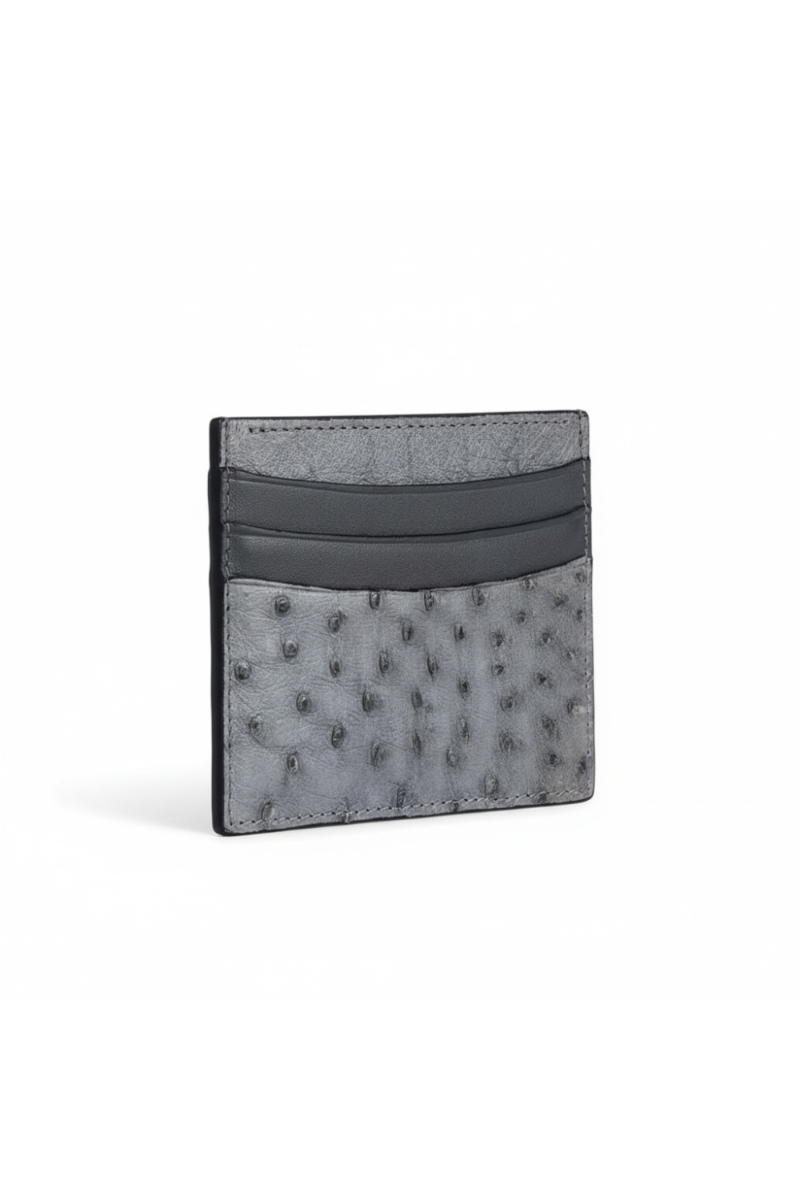 Ostrich Leather Cardholder | Grey No1