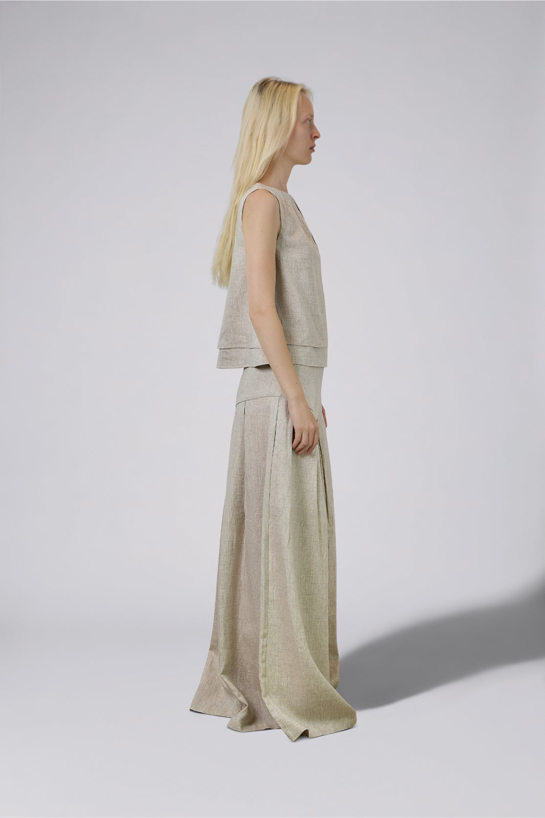 Double Layer Pure Linen Top Blush