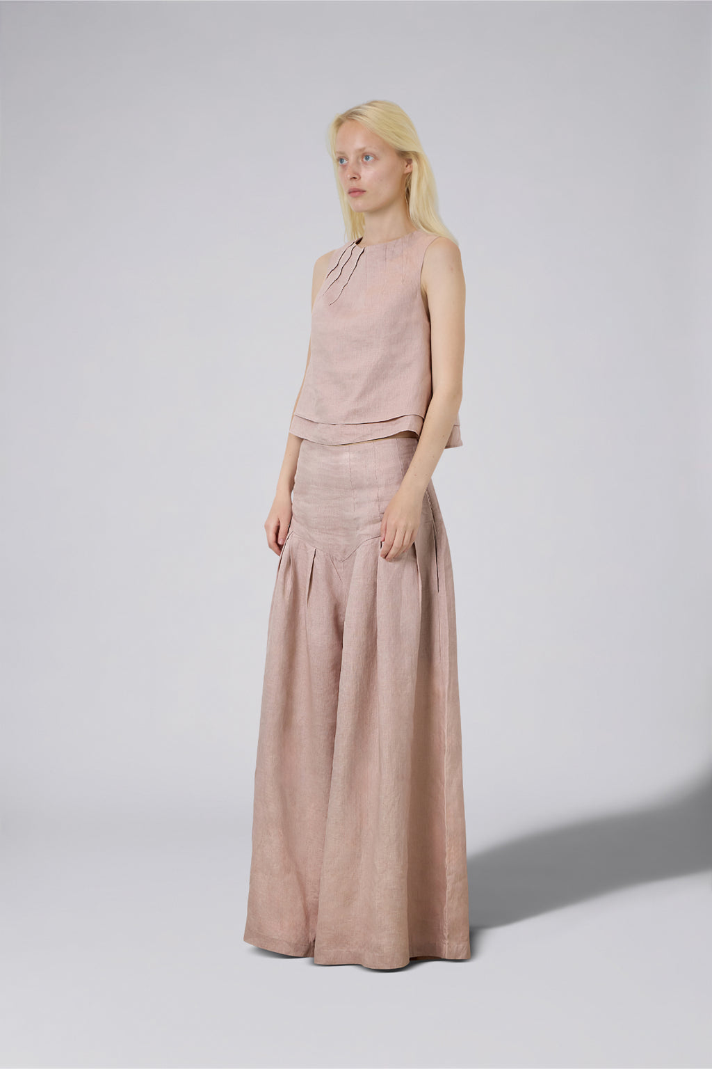 Double Layer Pure Linen Top Blush