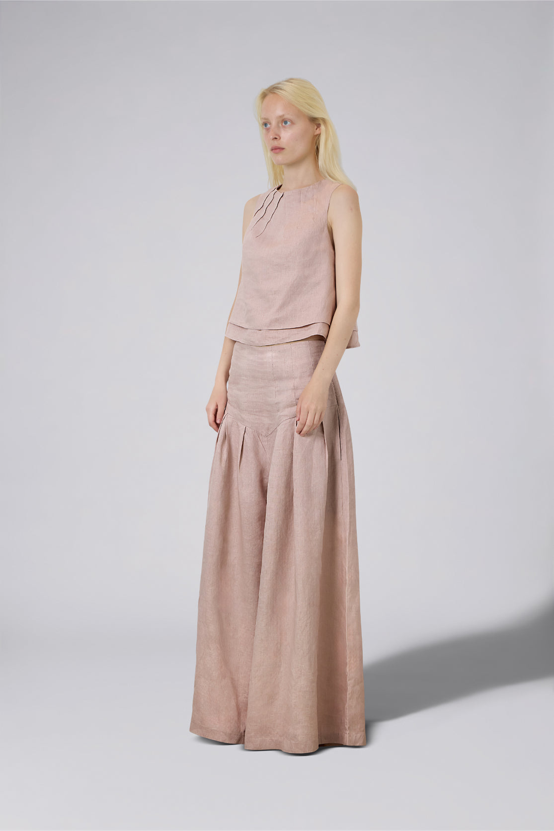 Double Layer Pure Linen Top Blush