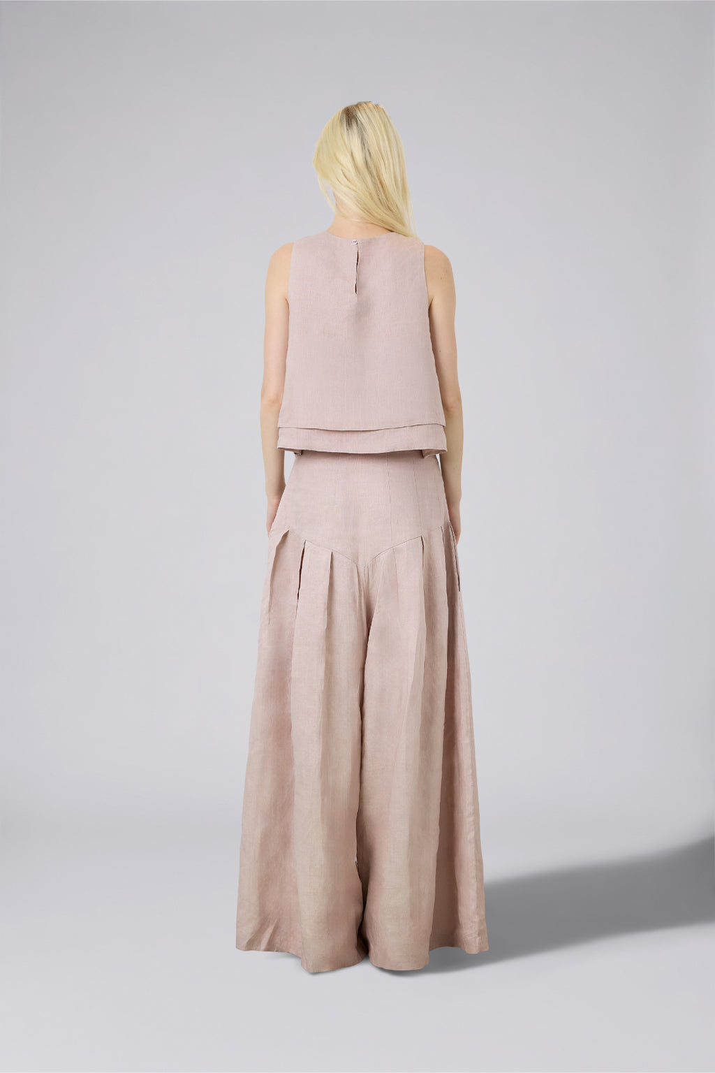 Double Layer Pure Linen Top Blush