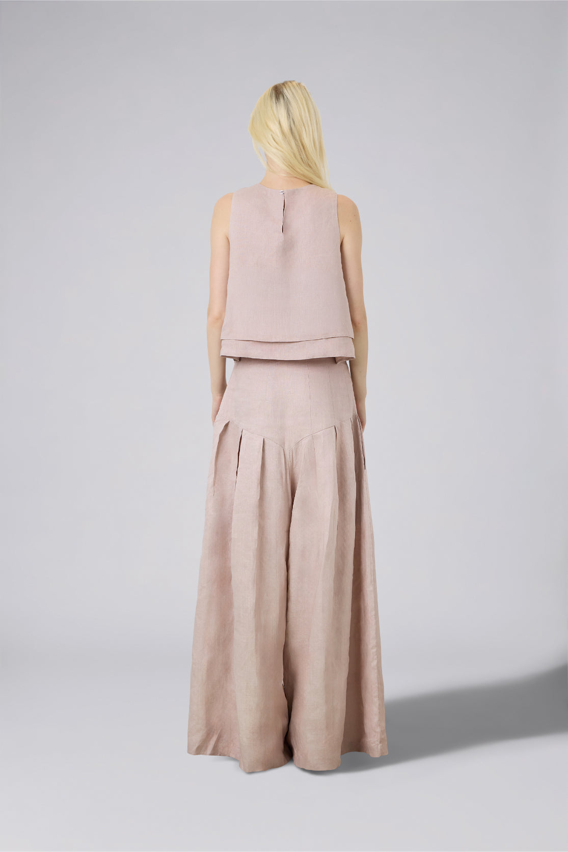 Double Layer Pure Linen Top Blush