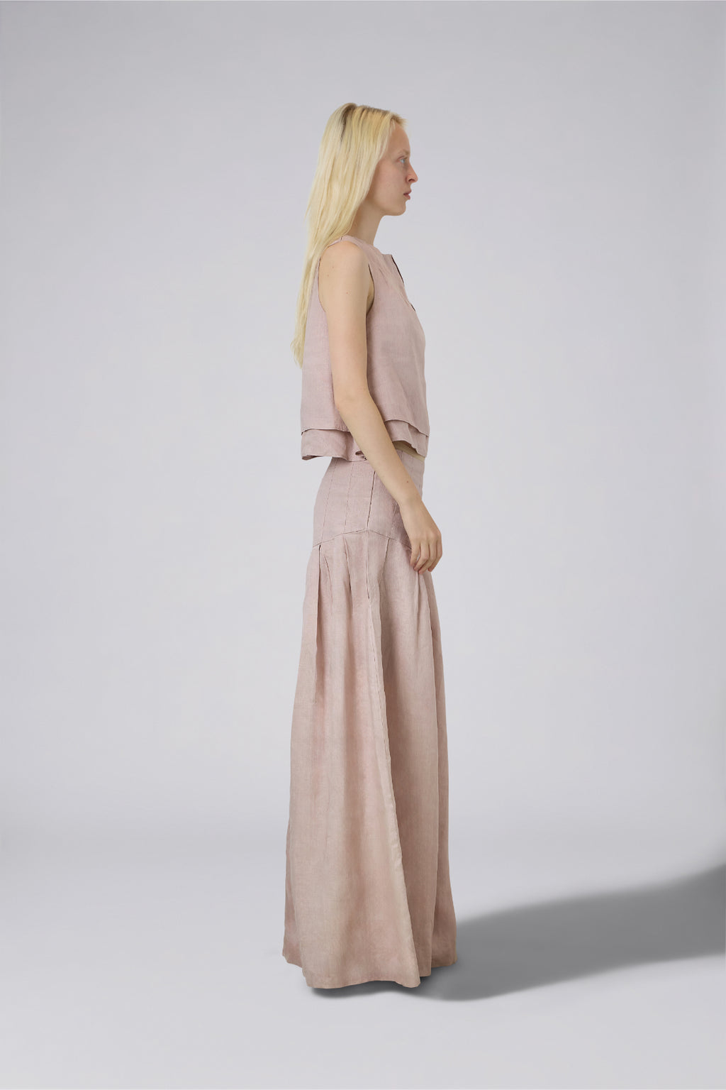 Double Layer Pure Linen Top Blush