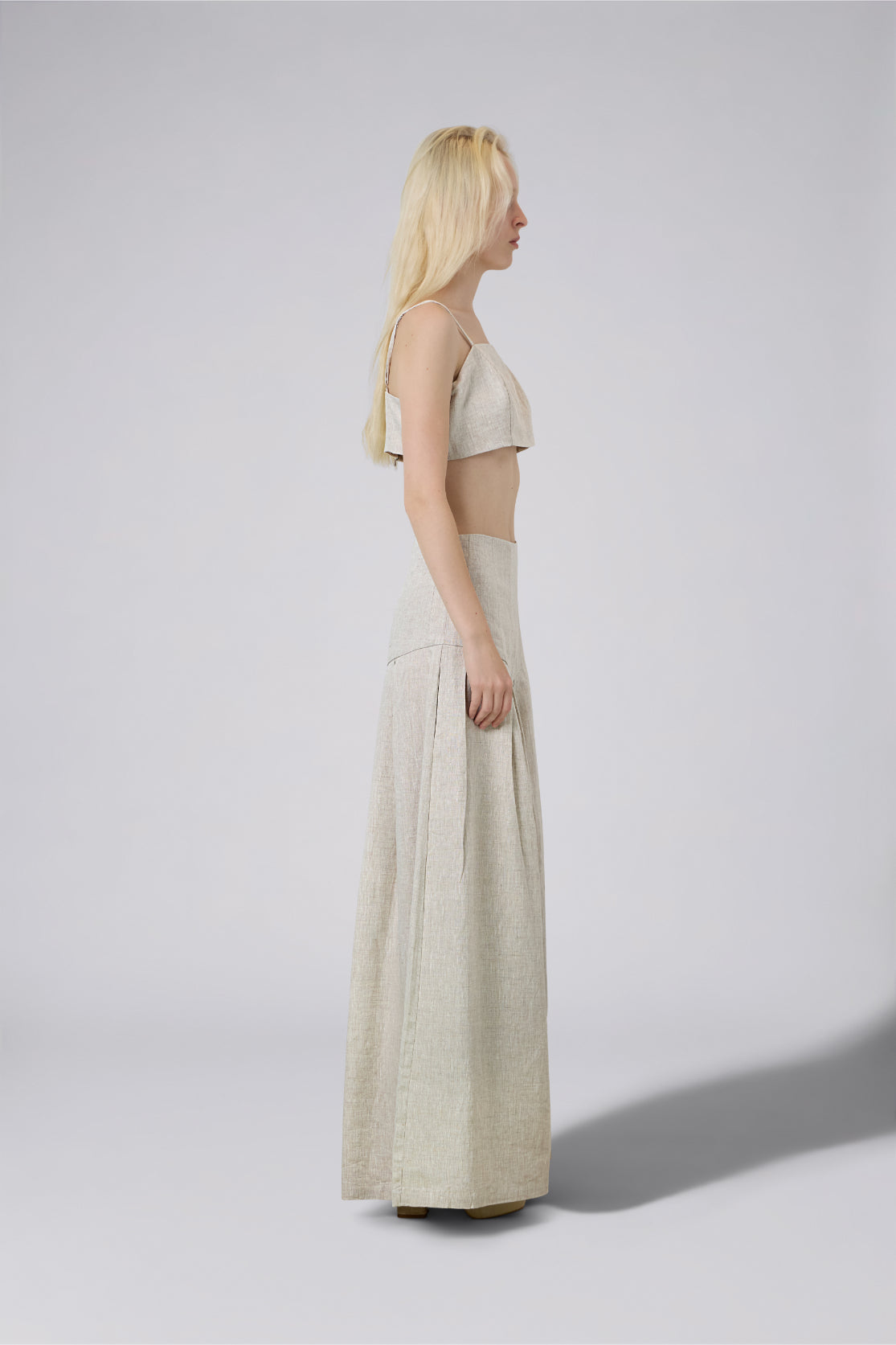 Linen Spaghetti Strap Crop Top
