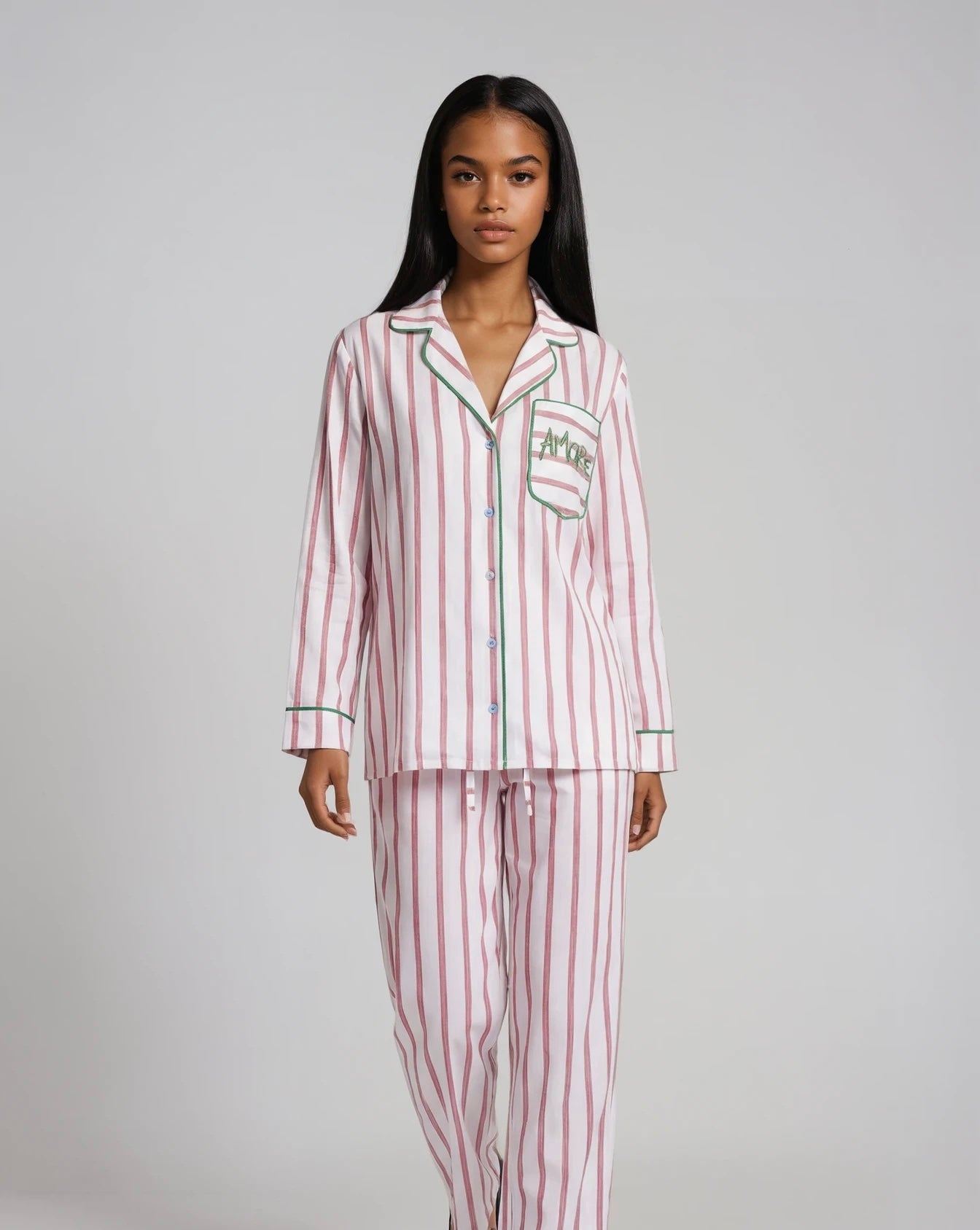 Pink Stripes Ti Amo Long Set