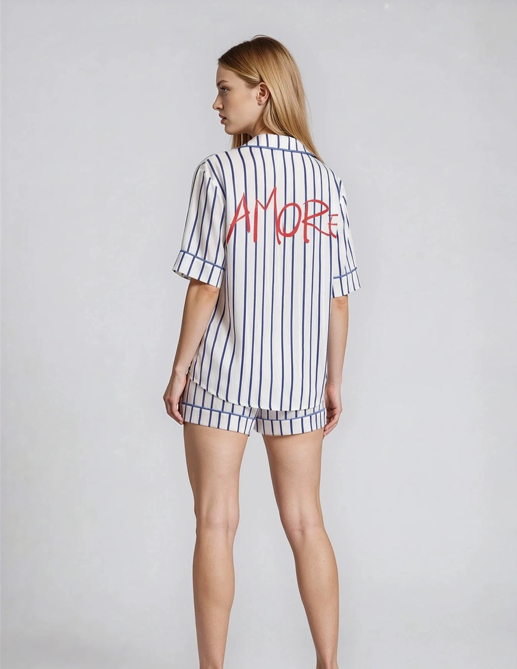 Blue Stripes Amore  Short Set