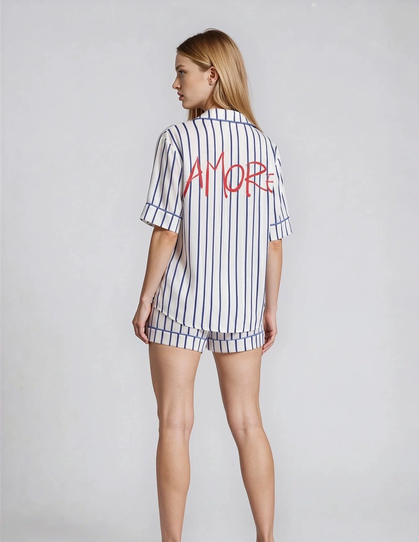 Blue Stripes Amore  Short Set