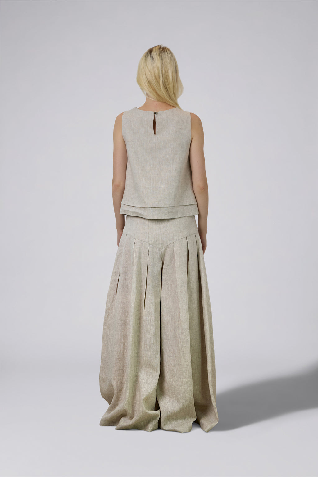 Double Layer Pure Linen Top Blush
