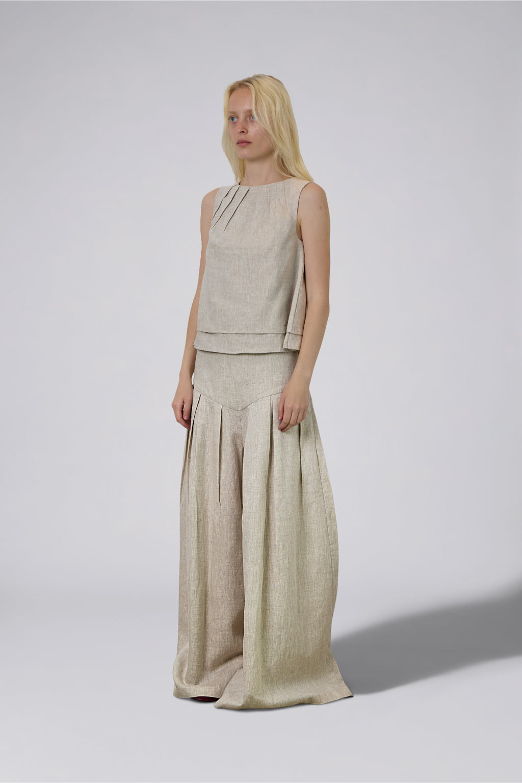 Double Layer Pure Linen Top Blush