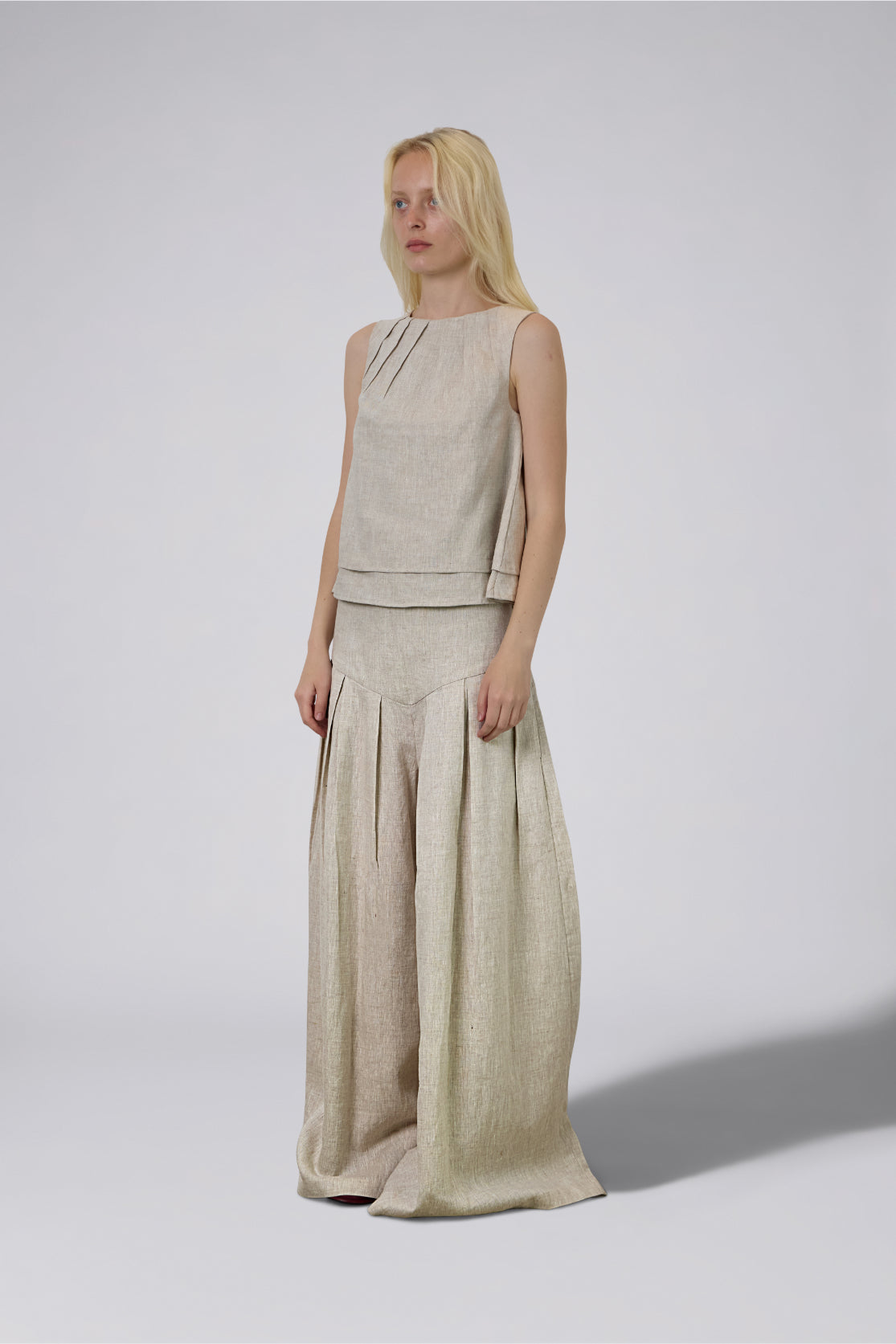 Double Layer Pure Linen Top Blush